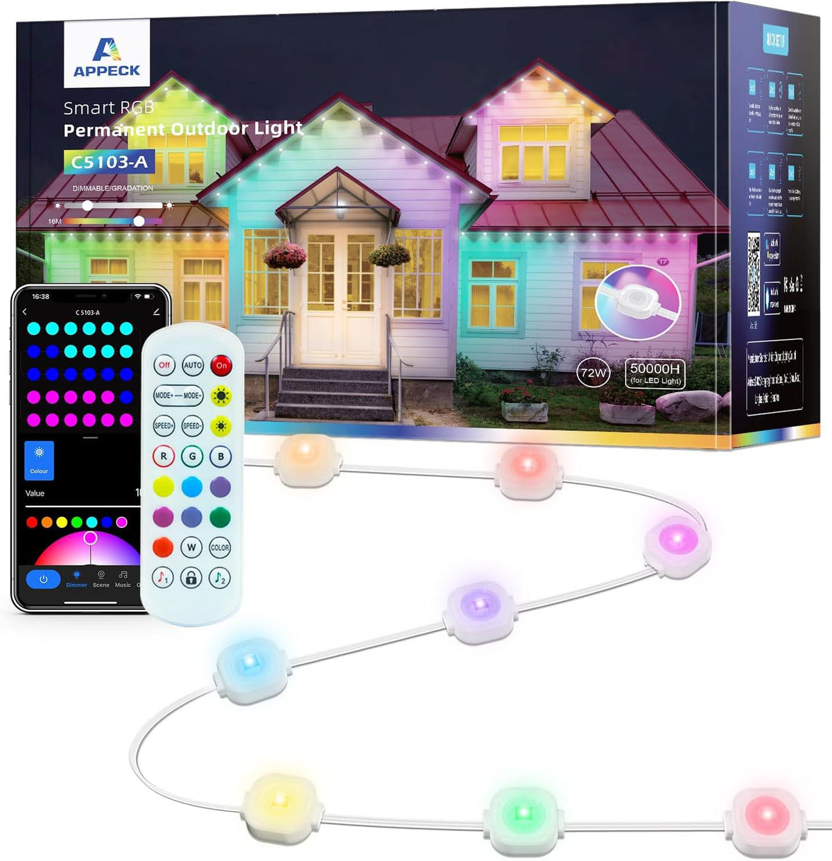 Appeck Permanent Outdoor Lights 100ft