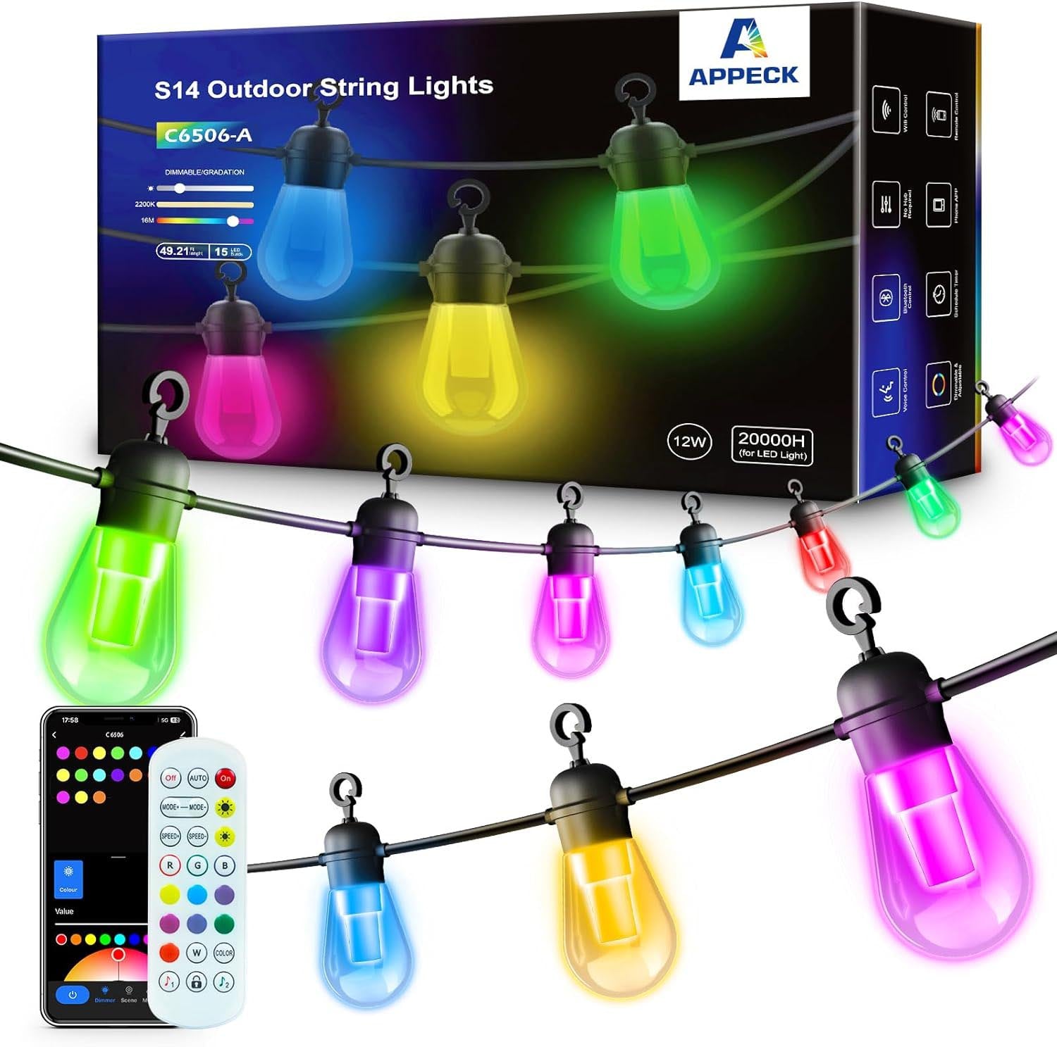 AppeckRGBWSmartOutdoorStringLights