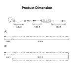 Product dimension diagram showing cable length measurements with labeled sections and ft/ft conversions on a white background.